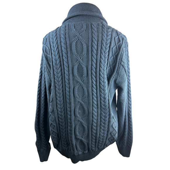 LL Bean Men's Bean's Heritage Soft Cotton Fisherman Sweater Full-Zip Navy XL - Picture 5 of 12